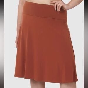 Zenana Dark Rust ITY  A-Line Fit & Flare  Skirt